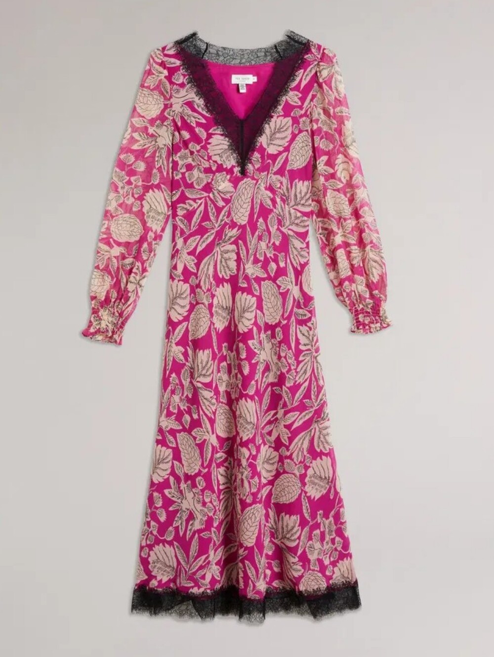 NWT TED BAKER | $325 Izobele Lace Trim Midi Dress - Ted Sz 3 - Picture 4 of 10